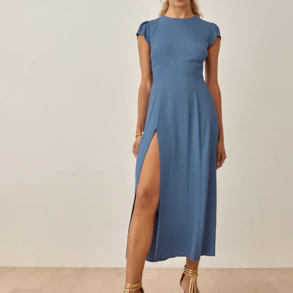 REFORMATION Gavin Dress Blue, Size 2 - NWT